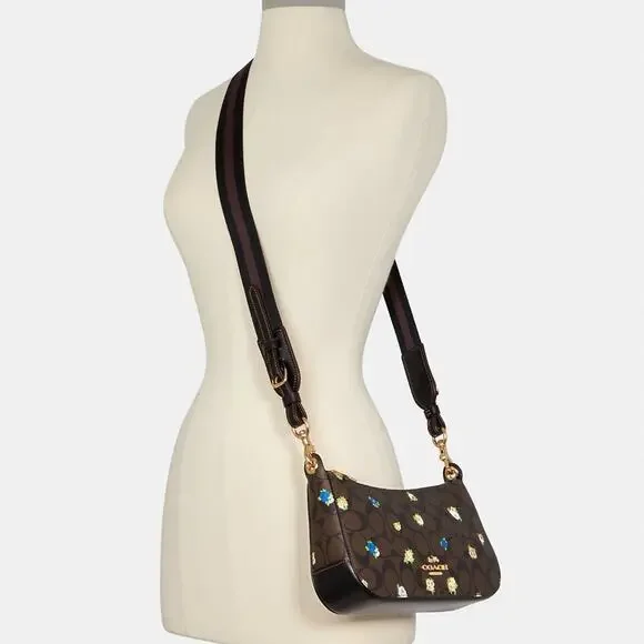 New Coach Jes Baguette In Signature Canvas With Vintage Mini Rose - Picture 7 of 8